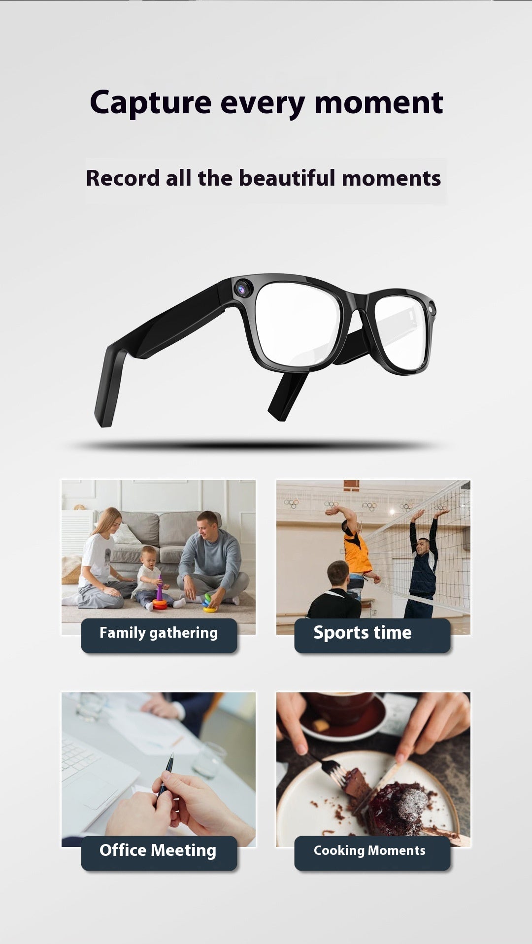 AI Smart Camera Glasses With HD Video & Voice Control