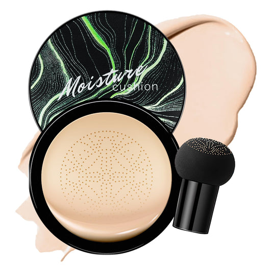Mushroom Head Air Cushion CC Cream - BB Cream Foundation for Concealer Full Coverage Skin Brighten Long - Lasting Moisturizing Cushion Foundation Color Correcting for All Skin Types (Ivory)