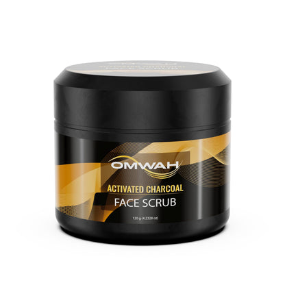 OMWAH Activated Charcoal Face Scrub - Microdermabrasion Mens Facial Scrub (4.23oz)